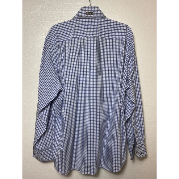 Coogi Luxe Mens Blue White Checkered Long Sleeve Button-Up Shirt  Size Large‎ - Picture 2 of 6